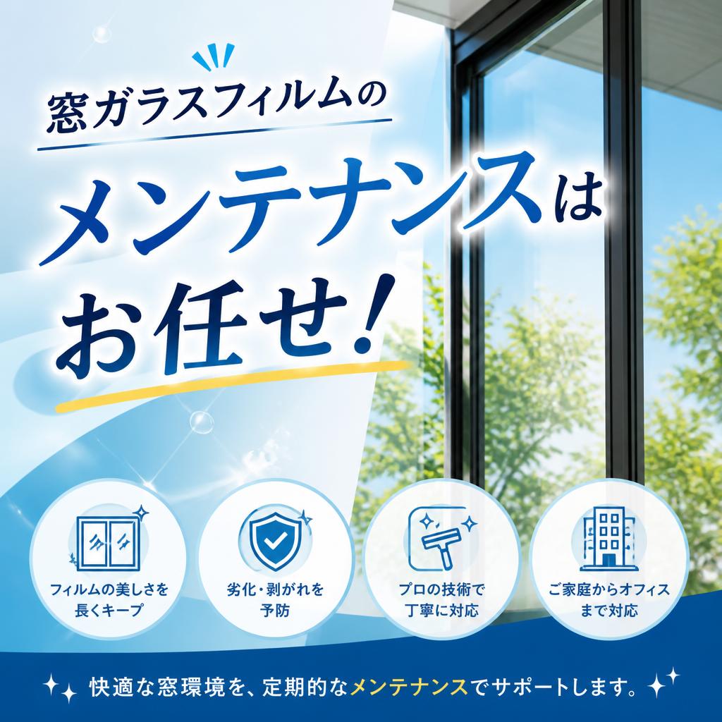 窓ガラスフィルムのメンテナンスはお任せ！