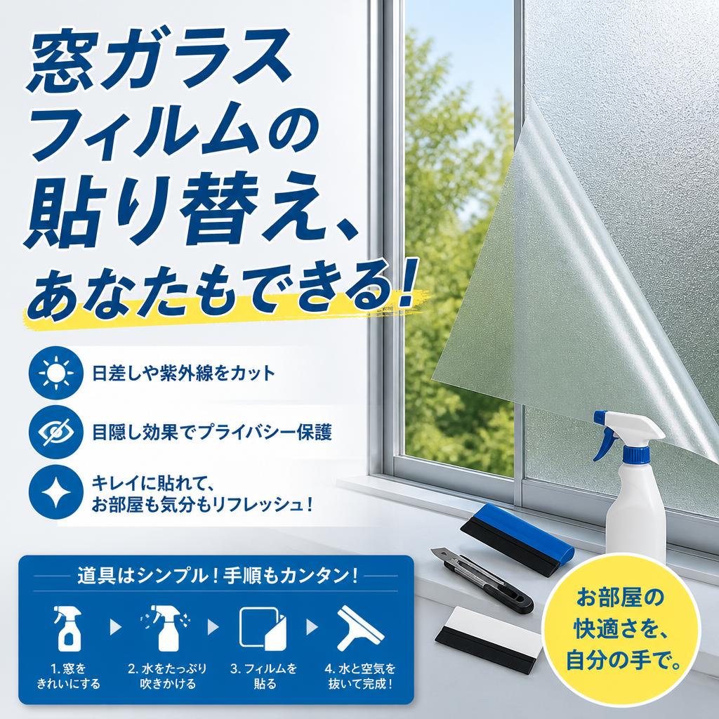 窓ガラスフィルムの貼り替え、あなたもできる！
