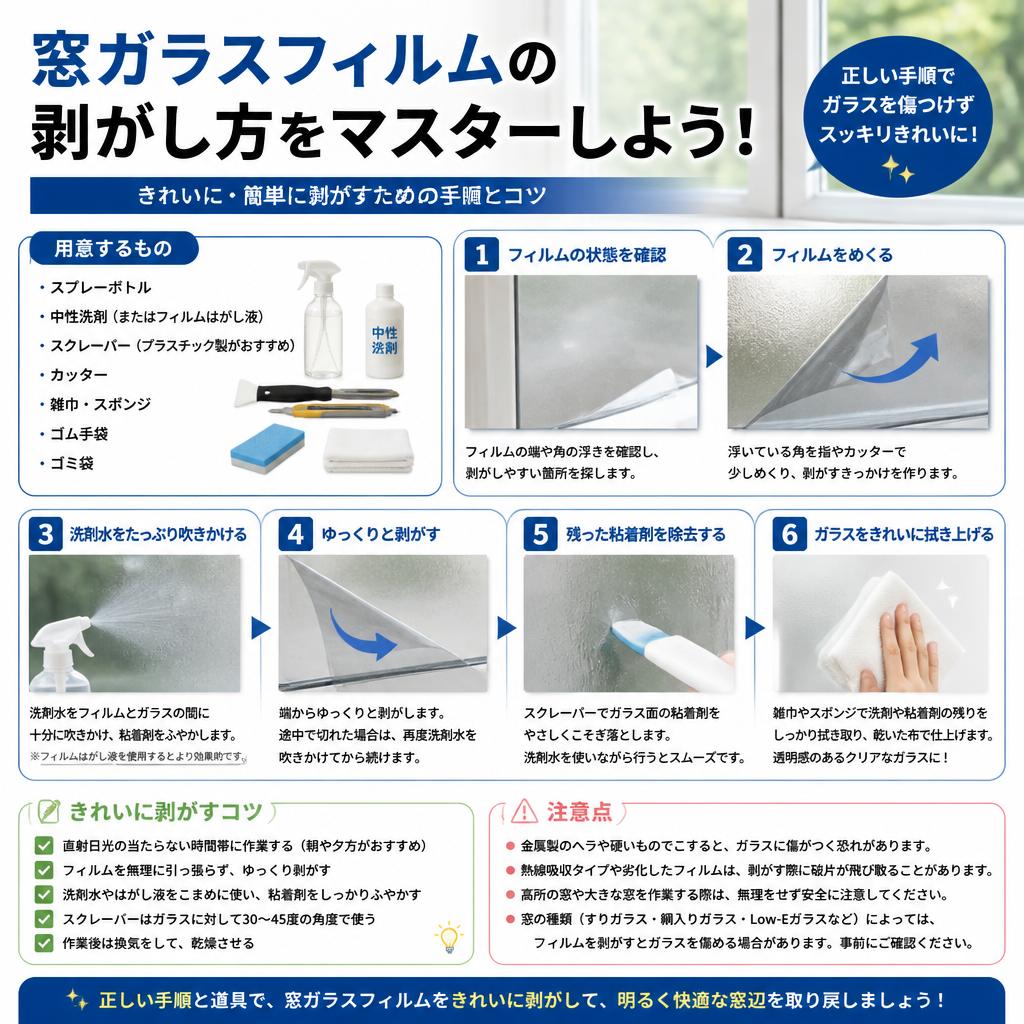 窓ガラスフィルムの剥がし方をマスターしよう！